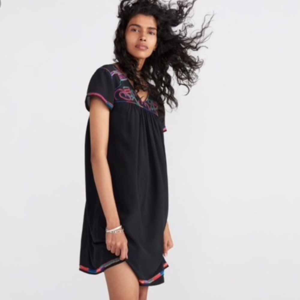 Madewell silk dress with embroidered detail